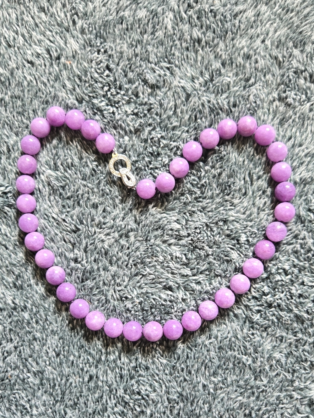 Lavender Jade Beaded Necklace - Round Stone Strand